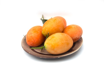 Closeup of Marian plum thai fruit isolated on white background