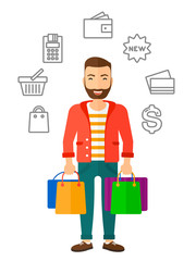 Happy customer with bags.