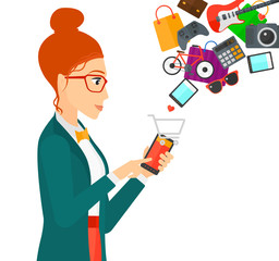 Woman making purchases online.