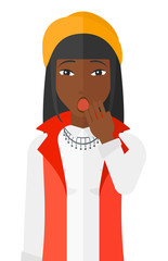 Apathetic young woman yawning.