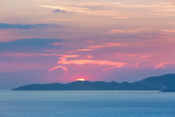 Colorful sunset at Pattaya bay