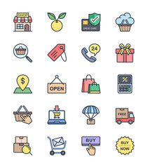 Shopping icons, color set - Vector Illustration
