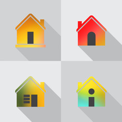 Color house icon on grey