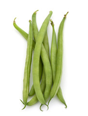 Green beans handful isolated on white background cutout