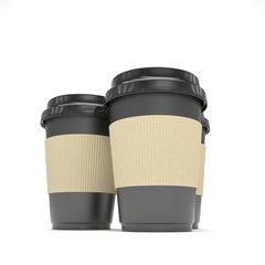Three paper coffee cups