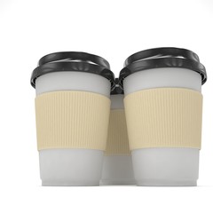 Three paper coffee cups