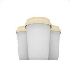 Three paper coffee cups