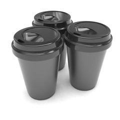 Three paper coffee cups