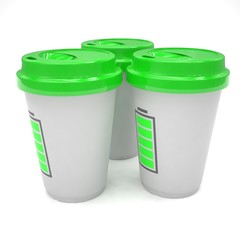Three paper coffee cups