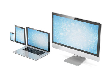 Fototapeta premium Ultimate web design, laptop, smartphone, tablet, computer, display
