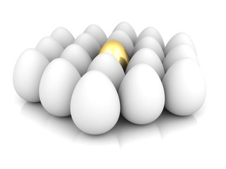 golden egg concept leader out of the white group
