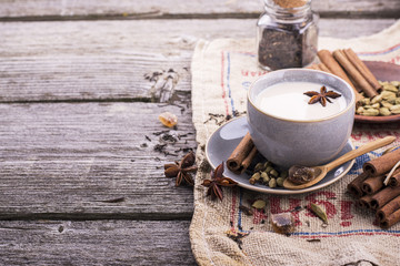 Indian masala tea with spices and milk