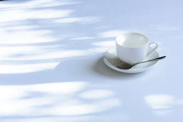 木漏れ日とコーヒーカップ