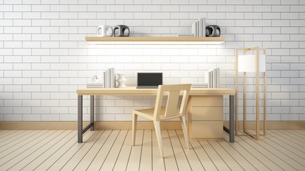 Modern interior Working room and office 3d render