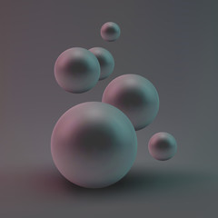 Vector random spheres background. 3D vector illustration.