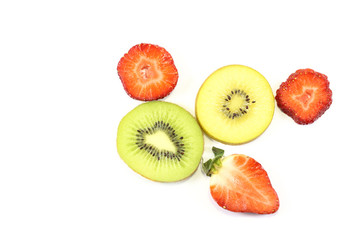 Green Golden Yellow Kiwi Fruit strawberry Slice - Powered by Adobe