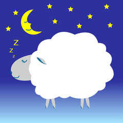 Sleep Sheep with moon and star , vector