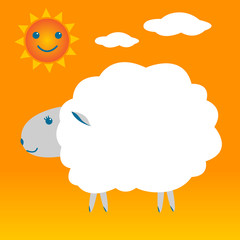 Sheep with sun and cloud , vector