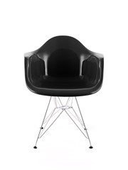 Black Shiny Plastic Chair with Metal Legs, Front View