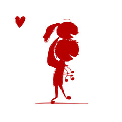 Obraz na płótnie Canvas Couple in love together, valentine sketch for your design