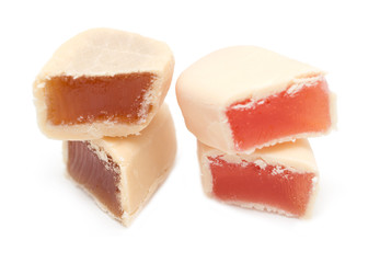marmalade in white chocolate on a white background