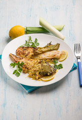 oven fish fillet with leek and lemon grated peel