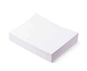 Pile of office paper sheets isolated