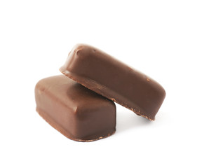 Chocolate coated candy bar isolated