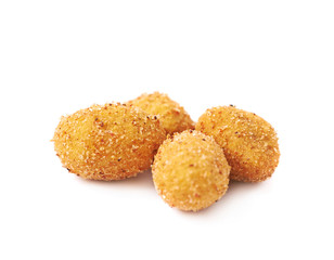 Pile of crunchy coated nuts isolated