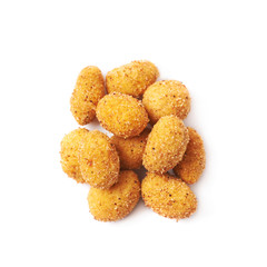 Pile of crunchy coated nuts isolated