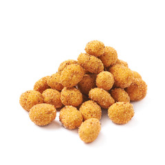 Pile of crunchy coated nuts isolated