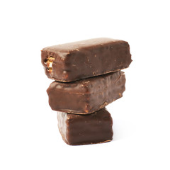 Pile of chocolate candies isolated