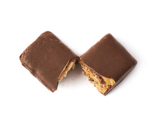 Chocolate waffle candy isolated