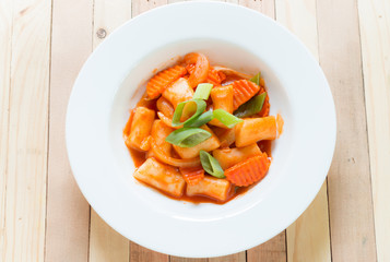 Hot and spicy rice cake (Tteokbokki) , Korean food