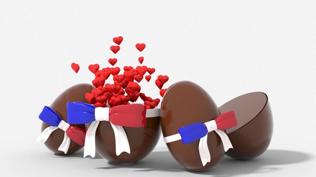 Uovo rotto Pasqua Francia con sorpresa cuore