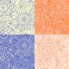 Vector set of floral patterns. Patterns with flowers and plants.