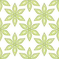 Fototapeta na wymiar Simple green flowers seamless pattern