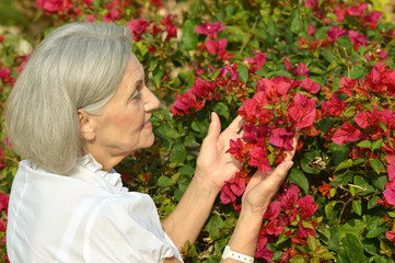 Older woman with flowers