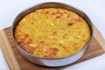 Traditional bulgarian food banitsa stuffed with cheese