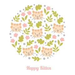 Obraz premium Face cut cat in a circle vector design illustration.