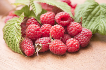 Fresh ripe raspberries in close up