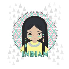 American Indians girl vector illustration 