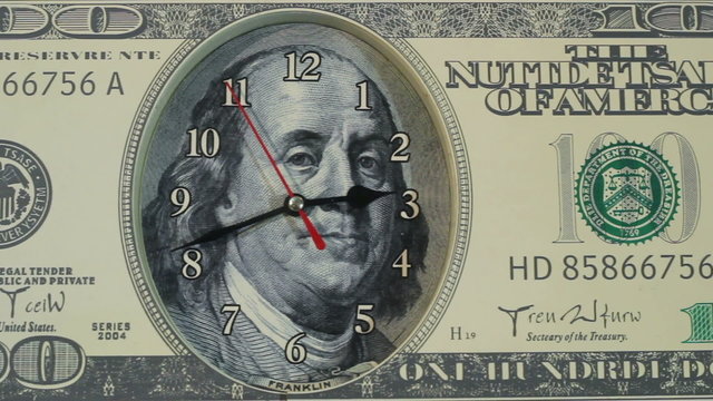 Time is money.The clock on the hundred dollar bill.