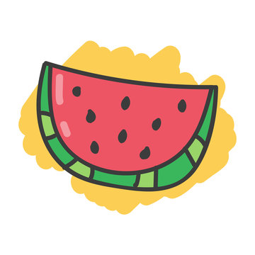 Cartoon doodle slice of watermelon.