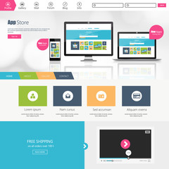 Colorful Business One page website design template. Vector Design.
