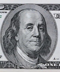 Dollar Geldscheine. Detail. Franklin