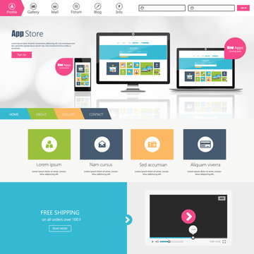 Colorful Business One page website design template. Vector Design.
