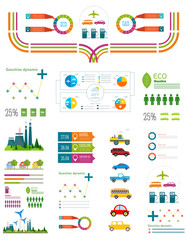flat infographic gasoline station and plant