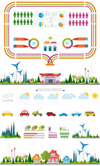 flat infographic gasoline station and plant