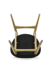 Modern Wood Chair with Black Leather Pad, Bottom View